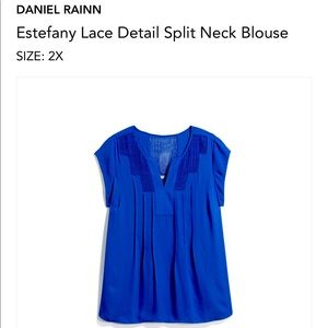 Estefany Lace Detail Split Neck Blouse